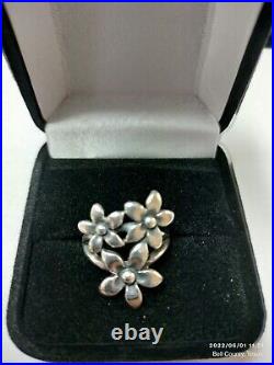 James Avery Retired Silver 3 Triple Daisy Flower Bouquet Ring Size 6.5