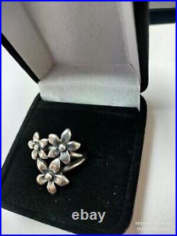 James Avery Retired Silver 3 Triple Daisy Flower Bouquet Ring Size 6.5