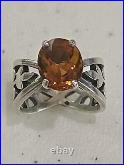 James Avery Retired Silver Adorned Floral Citrine Ring Size 7