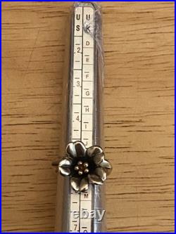James Avery Retired Silver April Flower with 18kt Gold Center Ring Size 5.5