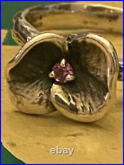 James Avery Retired Silver Pink Stone Petite Blossom Ring Size 7.5