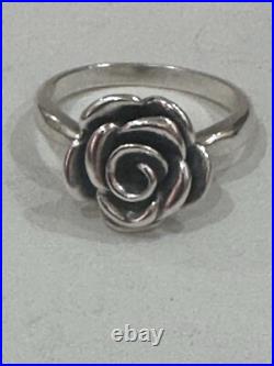James Avery Retired Silver Rose Blossom Ring Size 8.5