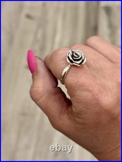 James Avery Retired Silver Rose Blossom Ring Size 8.5