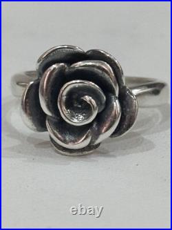 James Avery Retired Silver Rose Blossom Ring Size 8.5