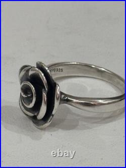 James Avery Retired Silver Rose Blossom Ring Size 8.5