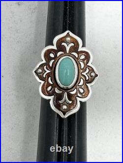 James Avery Retired Silver Tangier Silver Copper Turquoise Ring Size 6.5