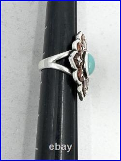 James Avery Retired Silver Tangier Silver Copper Turquoise Ring Size 6.5