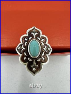 James Avery Retired Silver Tangier Silver Copper Turquoise Ring Size 6.5