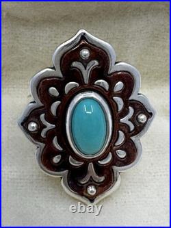 James Avery Retired Silver Tangier Silver Copper Turquoise Ring Size 6.5