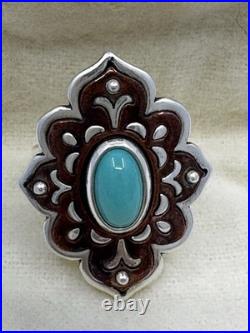 James Avery Retired Silver Tangier Silver Copper Turquoise Ring Size 6.5