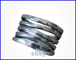 James Avery Retired Stacked Sterling Silver Hammered Silver Ring Size 5
