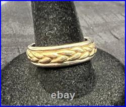 James Avery Retired Sterling 14k Gold Braided Band Ring Size 9.75