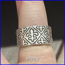James Avery Retired Sterling Fleur De Lis Wide Cigar Band Ring EUC Sz 6.5 With Box James Avery Retired Sterling Fleur De Lis Wide Cigar Band Ring EUC Sz 6.5 With Box