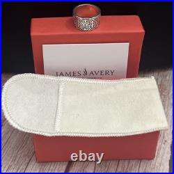 James Avery Retired Sterling Fleur De Lis Wide Cigar Band Ring EUC Sz 6.5 With Box