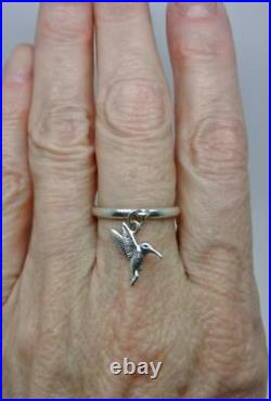 James Avery Retired Sterling Hummingbird Charm Dangle Ring Size 6.5 Lb-c1520