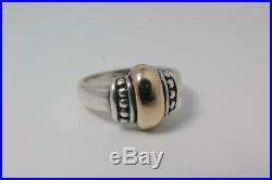 James Avery Retired Sterling Silver 14K Yellow Gold Dome Bead Ring Size 7.5