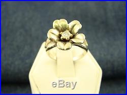 James Avery Retired Sterling Silver/18K Custom April Flower Ring