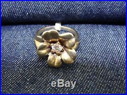 James Avery Retired Sterling Silver/18K Custom April Flower Ring