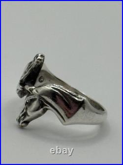 James Avery Retired Sterling Silver 925 Double Horse Head Ring Size 7