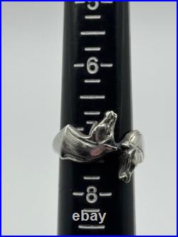 James Avery Retired Sterling Silver 925 Double Horse Head Ring Size 7