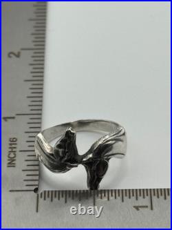 James Avery Retired Sterling Silver 925 Double Horse Head Ring Size 7