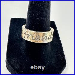 James Avery Retired Sterling Silver 925 Friends Forever Band Ring Size 8 Heart