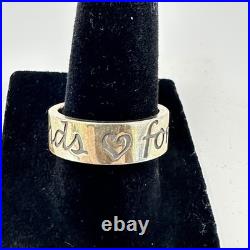 James Avery Retired Sterling Silver 925 Friends Forever Band Ring Size 8 Heart