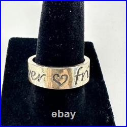 James Avery Retired Sterling Silver 925 Friends Forever Band Ring Size 8 Heart
