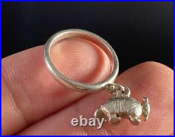 James Avery Retired Sterling Silver Armadillo Dangle Charm Ring Size 5.5 Rare