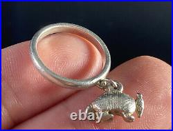 James Avery Retired Sterling Silver Armadillo Dangle Charm Ring Size 5.5 Rare