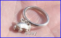 James Avery Retired Sterling Silver Armadillo Dangle Charm Ring Size 5.5 Rare