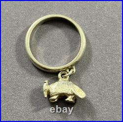 James Avery Retired Sterling Silver Armadillo Dangle Charm Ring Size 5.5 Rare