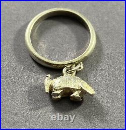 James Avery Retired Sterling Silver Armadillo Dangle Charm Ring Size 5.5 Rare