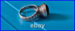 James Avery Retired Sterling Silver Beaded Black Onyx Ring Size 6.75