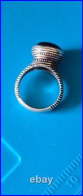 James Avery Retired Sterling Silver Beaded Black Onyx Ring Size 6.75