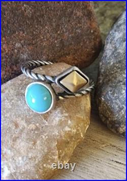 James Avery Retired Sterling Silver & Bronze Ring with Turquoise Size 10