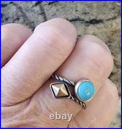 James Avery Retired Sterling Silver & Bronze Ring with Turquoise Size 10