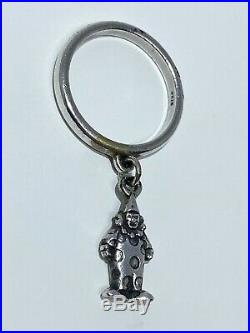 James Avery Retired Sterling Silver Clown Charm Dangle Ring Size 4.5