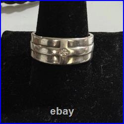 James Avery Retired Sterling Silver Cross Diamond Band Ring Size 11