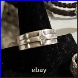 James Avery Retired Sterling Silver Cross Diamond Band Ring Size 11