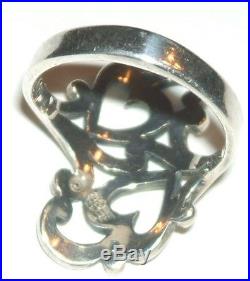James Avery Retired Sterling Silver Double 2 Heart & Scroll Design Ring Sz 6.5