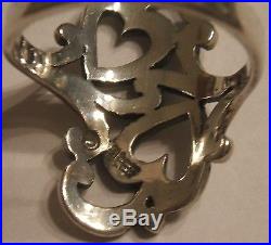 James Avery Retired Sterling Silver Double 2 Heart & Scroll Design Ring Sz 6.5