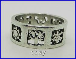 James Avery Retired Sterling Silver Four Seasons Band Ring Size 8.25 Lb-c1650