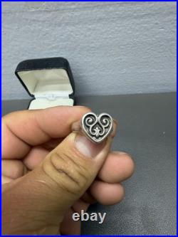 James Avery Retired Sterling Silver Heart Scroll Ring Size 7 3/4