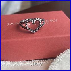 James Avery Retired Sterling Silver Heart Twist Rope 60 Years Ring Size 10