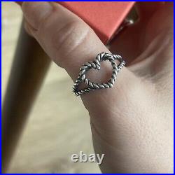 James Avery Retired Sterling Silver Heart Twist Rope 60 Years Ring Size 10