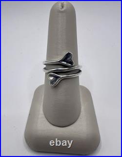 James Avery Retired Sterling Silver Hearts Embrace Ring/Size 8.5