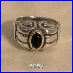 James Avery Retired Sterling Silver Onyx Scroll Ring- Size 4.75- Excellent Cond