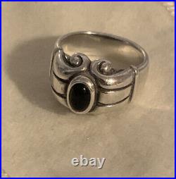 James Avery Retired Sterling Silver Onyx Scroll Ring- Size 4.75- Excellent Cond