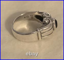 James Avery Retired Sterling Silver Onyx Scroll Ring- Size 4.75- Excellent Cond